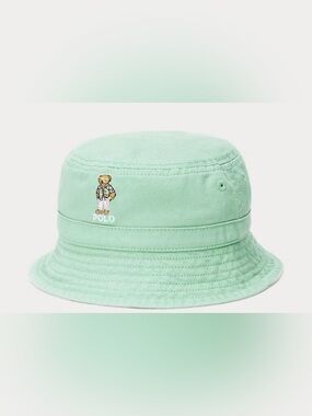 Polo by Ralph Lauren Kids Mint Green Bucket Hat with Polo Bear